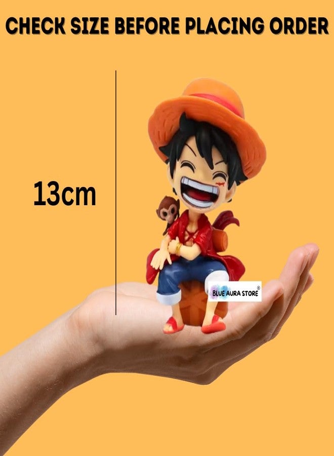 Blue Aura Monkey D Luffy Action Figure Height-13cm |with Box | Multicolour Collectible PVC | Luffy Naughty with Monkey - Image 3